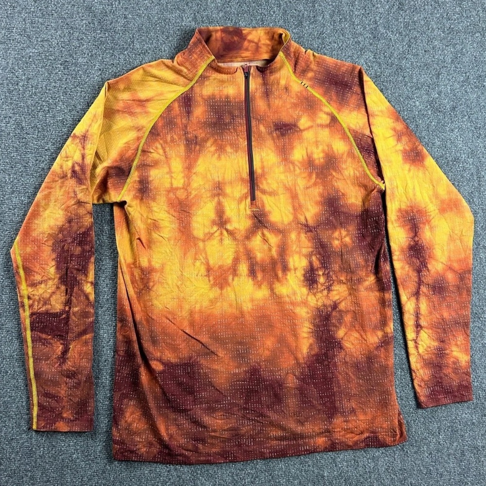 lululemon athletica Men's Zip Up Sweater - Orange and Brown LARGE